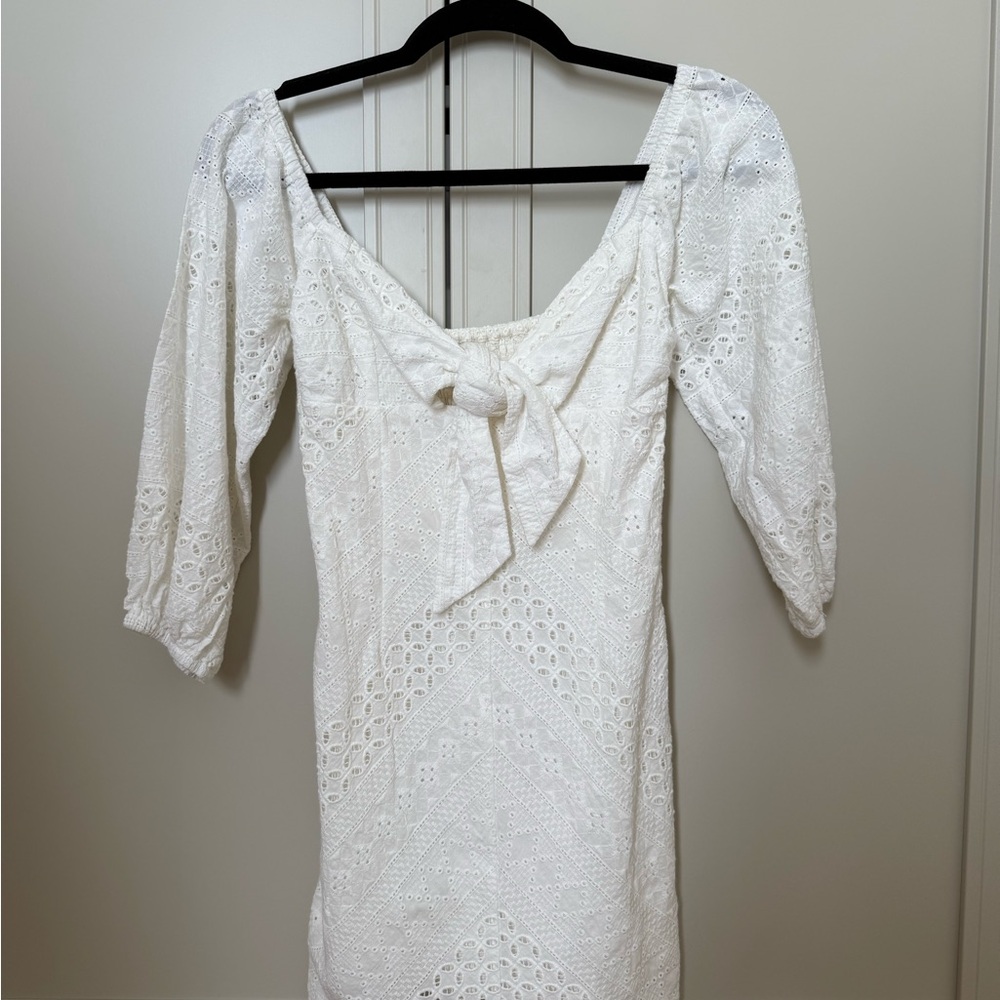 Chic White Eyelet Mini Dress